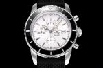 Perfect Replica Swiss Grade Breitling Superocean Heritage Black Bezel White Dial 45mm Chronograph Watch
